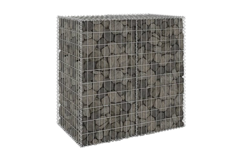 Gabion-kivikori kansilla galvanoitu teräs 100x60x100 cm - Hopea - Kivikori