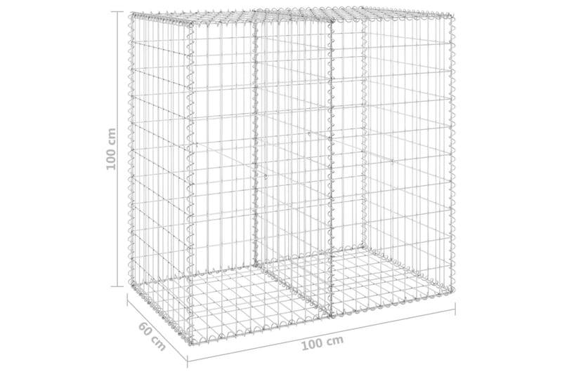 Gabion-kivikori kansilla galvanoitu teräs 100x60x100 cm - Hopea - Talo & remontointi - Näkösuojat & aitaukset - Muuri - Kivikori