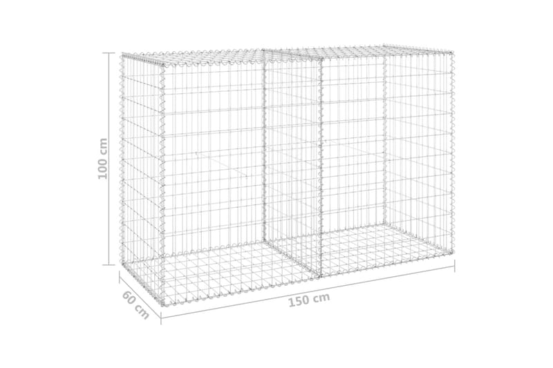 Gabion-kivikori kansilla galvanoitu teräs 150x60x100 cm - Hopea - Talo & remontointi - Näkösuojat & aitaukset - Muuri - Kivikori