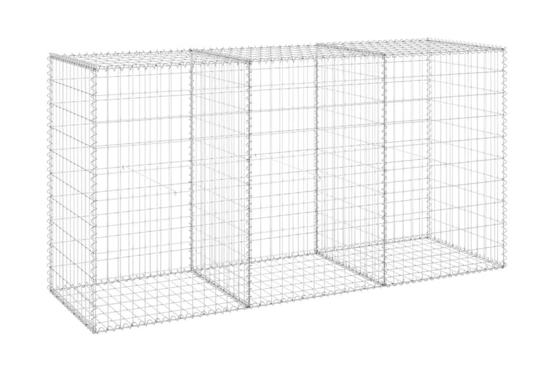 Gabion-kivikori kansilla galvanoitu teräs 200x60x100 cm - Hopea - Talo & remontointi - Näkösuojat & aitaukset - Muuri - Kivikori