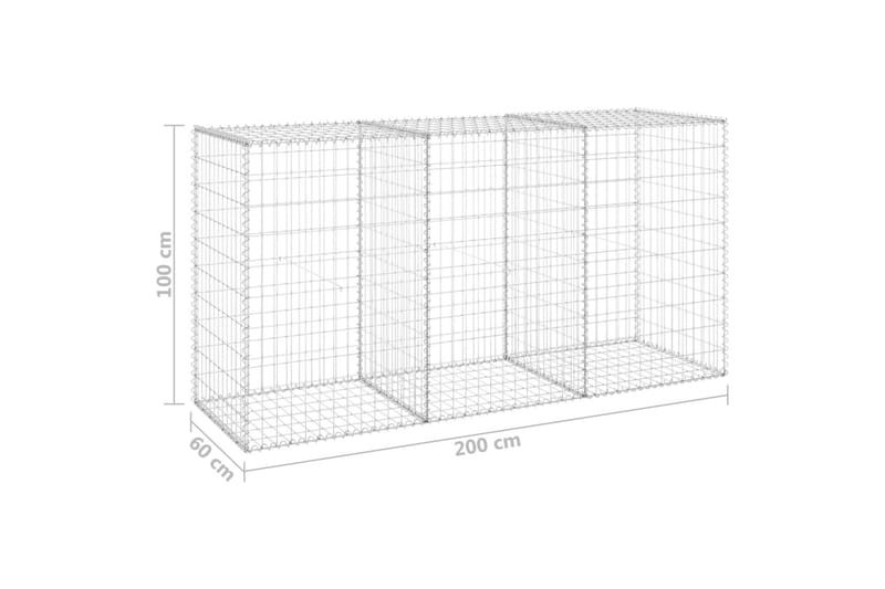 Gabion-kivikori kansilla galvanoitu teräs 200x60x100 cm - Hopea - Talo & remontointi - Näkösuojat & aitaukset - Muuri - Kivikori