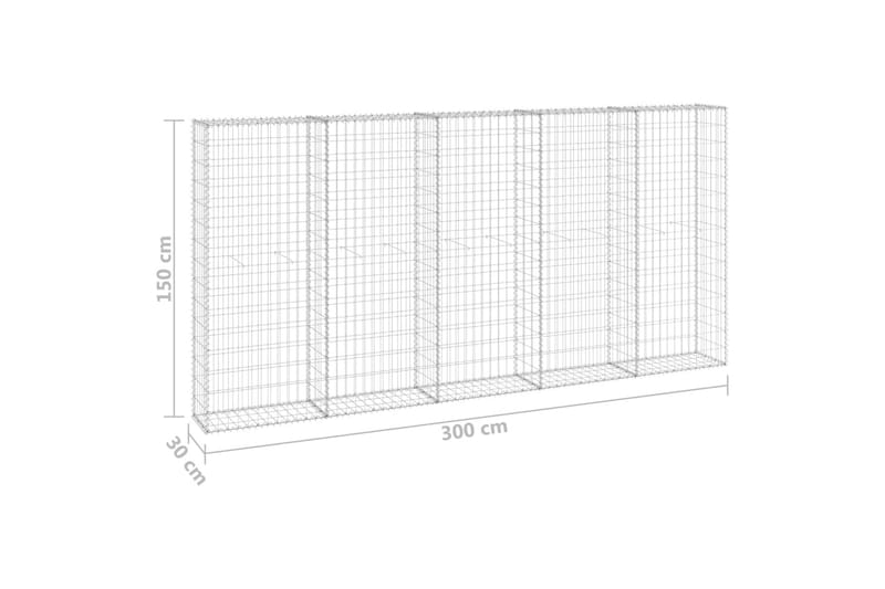 Gabion-kivikori kansilla galvanoitu teräs 300x30x150 cm - Hopea - Talo & remontointi - Näkösuojat & aitaukset - Muuri - Kivikori