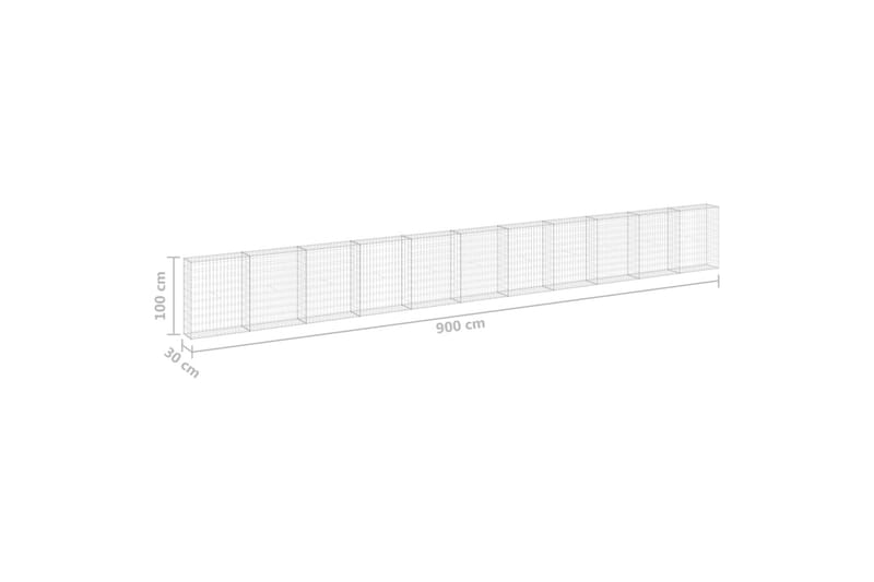 Gabion-kivikori kansilla galvanoitu teräs 900x30x100 cm - Hopea - Talo & remontointi - Näkösuojat & aitaukset - Muuri - Kivikori