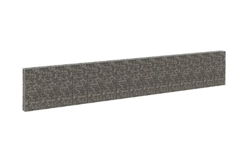 Gabion-kivikori kansilla galvanoitu teräs 900x30x150 cm - Hopea - Kivikori