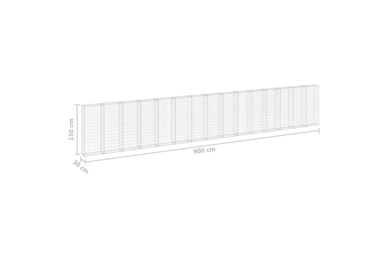 Gabion-kivikori kansilla galvanoitu teräs 900x30x150 cm - Hopea - Talo & remontointi - Näkösuojat & aitaukset - Muuri - Kivikori