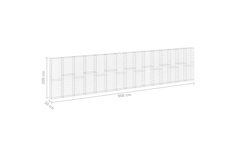 Gabion-kivikori kansilla galvanoitu teräs 900x30x200 cm - Hopea - Talo & remontointi - Näkösuojat & aitaukset - Muuri - Kivikori