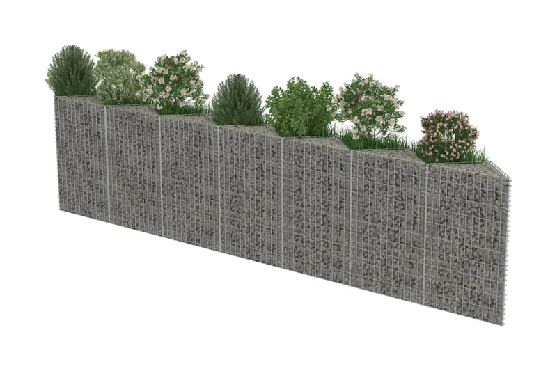 Gabionseinä galvanoitu teräs 450x30x100 cm - Hopea - Talo & remontointi - Näkösuojat & aitaukset - Muuri - Kivikori
