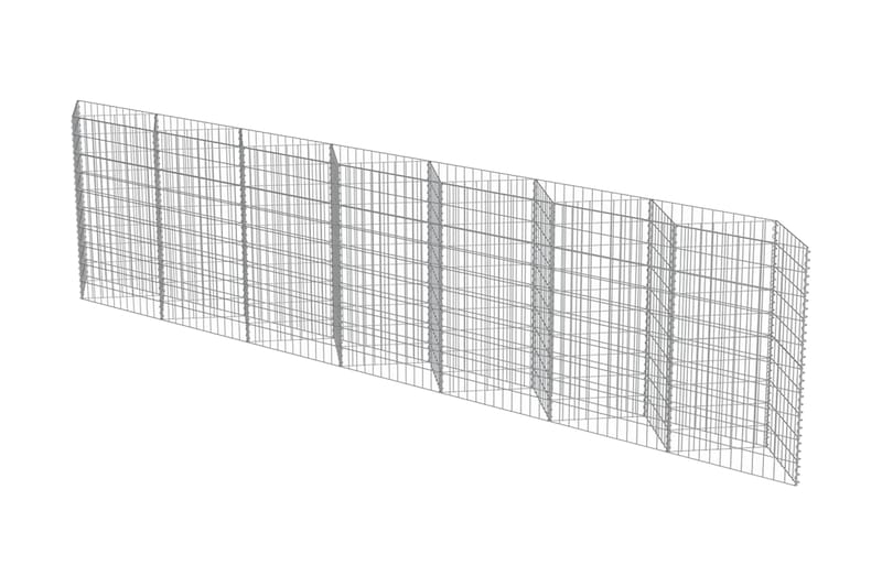Gabionseinä galvanoitu teräs 450x30x100 cm - Hopea - Talo & remontointi - Näkösuojat & aitaukset - Muuri - Kivikori