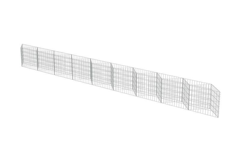 Gabionseinä galvanoitu teräs 630x30x50 cm - Hopea - Talo & remontointi - Näkösuojat & aitaukset - Muuri - Kivikori