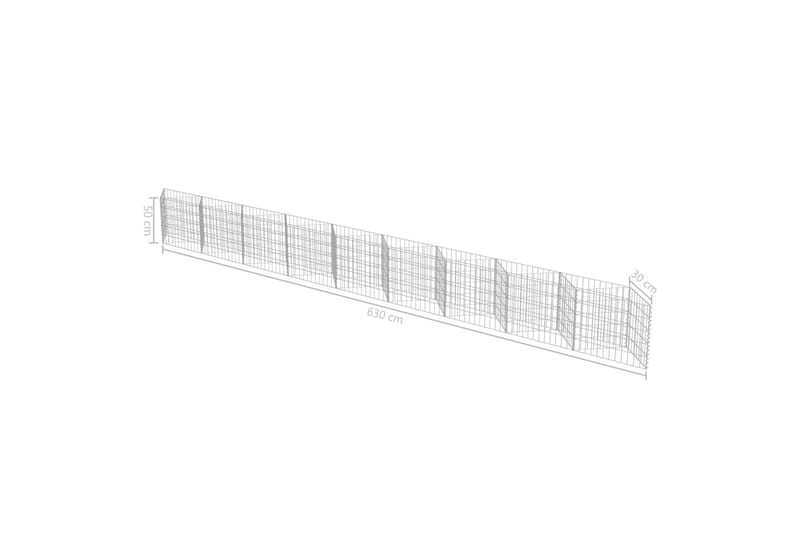 Gabionseinä galvanoitu teräs 630x30x50 cm - Hopea - Talo & remontointi - Näkösuojat & aitaukset - Muuri - Kivikori