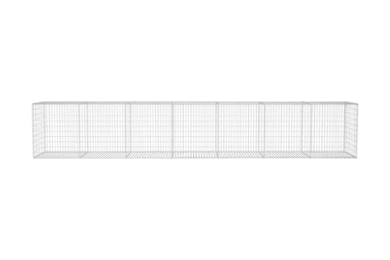 Gabionseinä kannella galvanoitu teräs 600x50x100 cm - Hopea - Talo & remontointi - Näkösuojat & aitaukset - Muuri - Kivikori