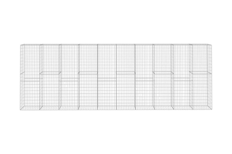 Gabionseinä kannella galvanoitu teräs 600x50x200 cm - Hopea - Talo & remontointi - Näkösuojat & aitaukset - Muuri - Kivikori
