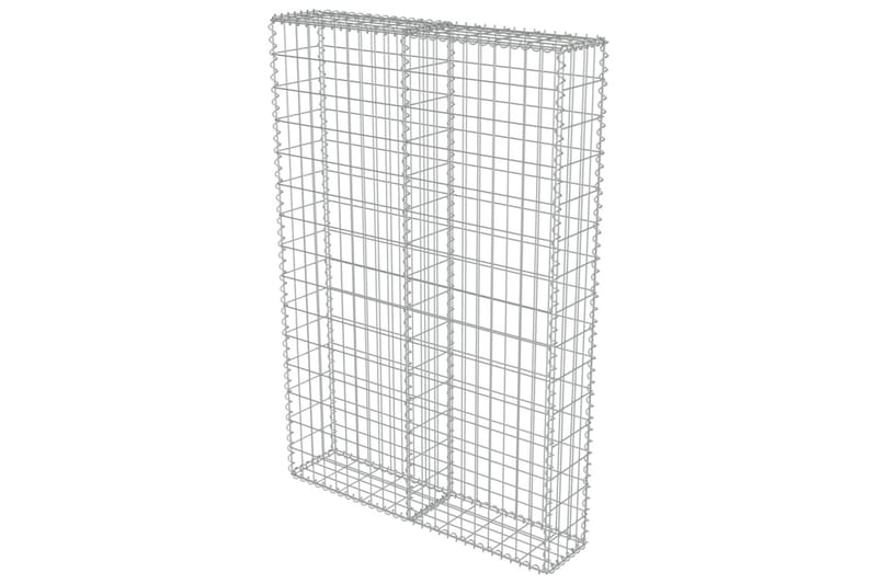 Gabionseinä kansilla galvanoitu teräs 100x20x150 cm - Hopea - Talo & remontointi - Näkösuojat & aitaukset - Muuri - Kivikori