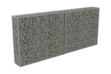 Gabionseinä kansilla galvanoitu teräs 200x20x85 cm - Hopea - Talo & remontointi - Näkösuojat & aitaukset - Muuri - Kivikori