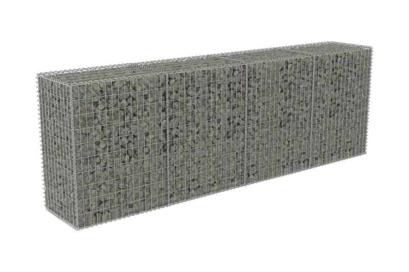 Gabionseinä kansilla galvanoitu teräs 300x50x100 cm - Hopea - Talo & remontointi - Näkösuojat & aitaukset - Muuri - Kivikori