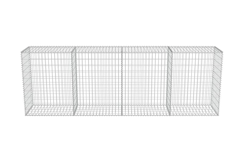 Gabionseinä kansilla galvanoitu teräs 300x50x100 cm - Hopea - Talo & remontointi - Näkösuojat & aitaukset - Muuri - Kivikori