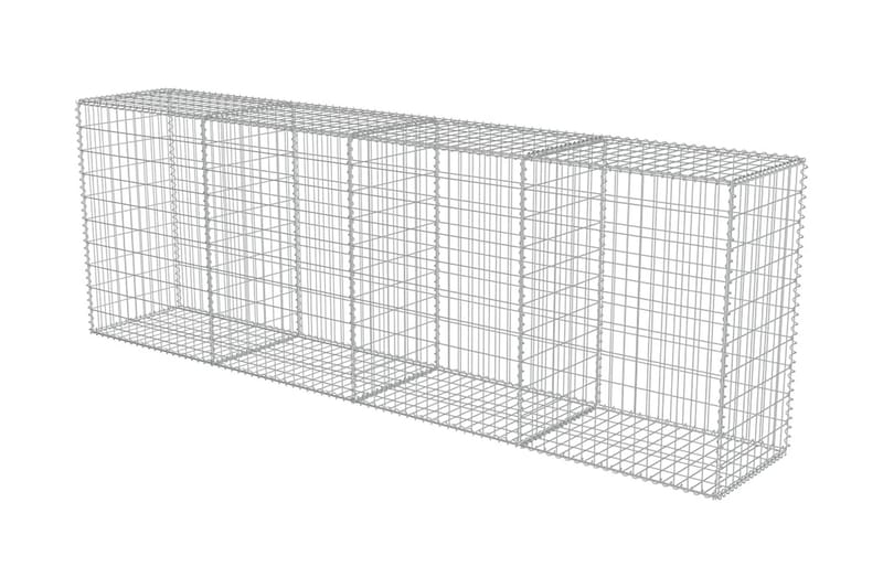 Gabionseinä kansilla galvanoitu teräs 300x50x100 cm - Hopea - Talo & remontointi - Näkösuojat & aitaukset - Muuri - Kivikori