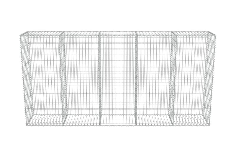 Gabionseinä kansilla galvanoitu teräs 300x50x150 cm - Hopea - Talo & remontointi - Näkösuojat & aitaukset - Muuri - Kivikori