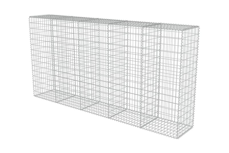 Gabionseinä kansilla galvanoitu teräs 300x50x150 cm - Hopea - Talo & remontointi - Näkösuojat & aitaukset - Muuri - Kivikori