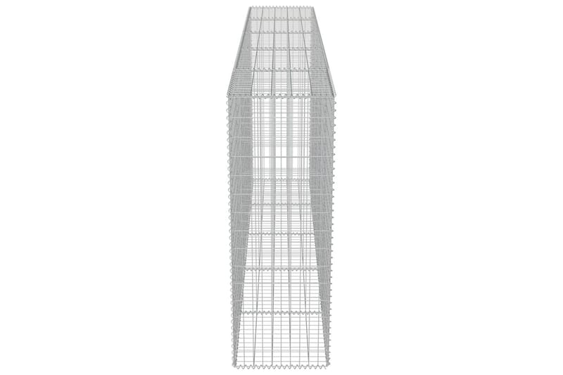 Gabionseinä kansilla galvanoitu teräs 300x50x150 cm - Hopea - Talo & remontointi - Näkösuojat & aitaukset - Muuri - Kivikori