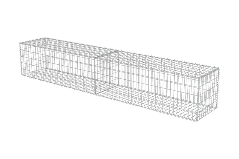 Gabionseinä kansilla galvanoitu teräs 300x50x50 cm - Hopea - Talo & remontointi - Näkösuojat & aitaukset - Muuri - Kivikori