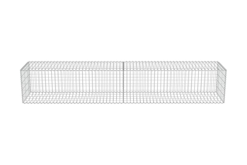 Gabionseinä kansilla galvanoitu teräs 300x50x50 cm - Hopea - Talo & remontointi - Näkösuojat & aitaukset - Muuri - Kivikori