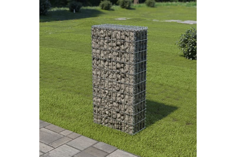 Gabionseinä kansilla galvanoitu teräs 50x20x100 cm - Hopea - Talo & remontointi - Näkösuojat & aitaukset - Muuri - Kivikori