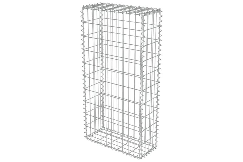 Gabionseinä kansilla galvanoitu teräs 50x20x100 cm - Hopea - Talo & remontointi - Näkösuojat & aitaukset - Muuri - Kivikori
