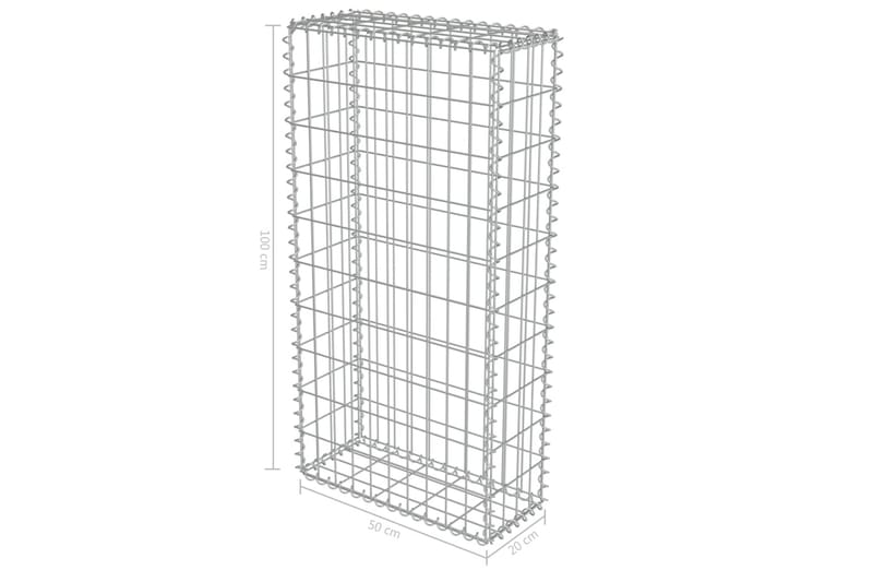 Gabionseinä kansilla galvanoitu teräs 50x20x100 cm - Hopea - Talo & remontointi - Näkösuojat & aitaukset - Muuri - Kivikori
