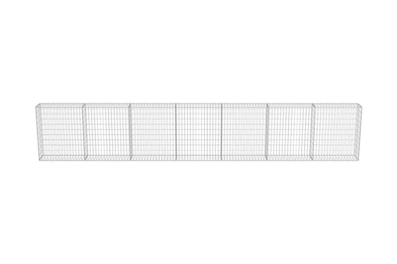 Gabionseinä kansilla galvanoitu teräs 600x30x100 cm - Hopea - Talo & remontointi - Näkösuojat & aitaukset - Muuri - Kivikori