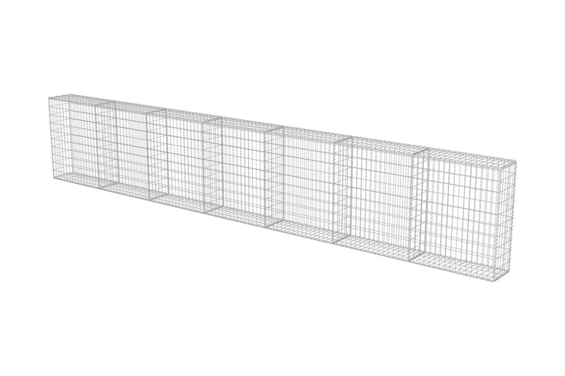 Gabionseinä kansilla galvanoitu teräs 600x30x100 cm - Hopea - Talo & remontointi - Näkösuojat & aitaukset - Muuri - Kivikori
