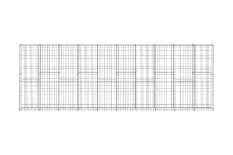 Gabionseinä kansilla galvanoitu teräs 600x30x200 cm - Hopea - Talo & remontointi - Näkösuojat & aitaukset - Muuri - Kivikori