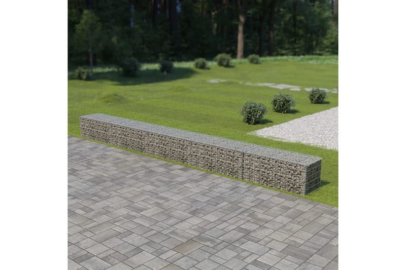 Gabionseinä kansilla galvanoitu teräs 600x50x50 cm - Hopea - Talo & remontointi - Näkösuojat & aitaukset - Muuri - Kivikori
