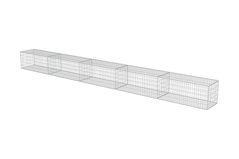 Gabionseinä kansilla galvanoitu teräs 600x50x50 cm - Hopea - Talo & remontointi - Näkösuojat & aitaukset - Muuri - Kivikori