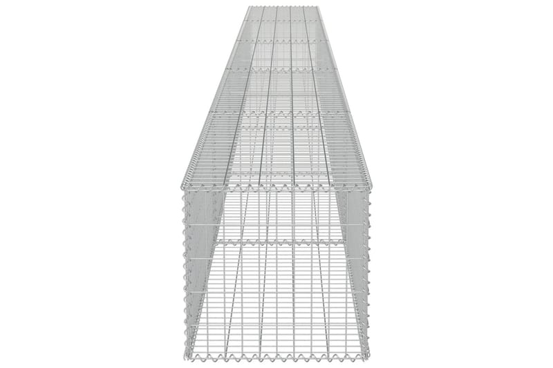 Gabionseinä kansilla galvanoitu teräs 600x50x50 cm - Hopea - Talo & remontointi - Näkösuojat & aitaukset - Muuri - Kivikori