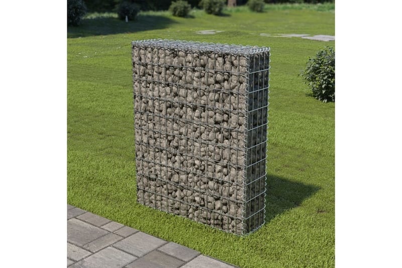 Gabionseinä kansilla galvanoitu teräs 80x20x100 cm - Hopea - Talo & remontointi - Näkösuojat & aitaukset - Muuri - Kivikori