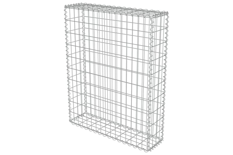 Gabionseinä kansilla galvanoitu teräs 80x20x100 cm - Hopea - Talo & remontointi - Näkösuojat & aitaukset - Muuri - Kivikori