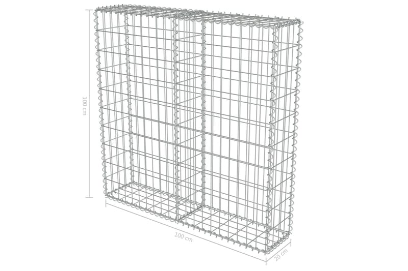 Gabionseinä kansilla galvanoitu teräs 80x20x100 cm - Hopea - Talo & remontointi - Näkösuojat & aitaukset - Muuri - Kivikori
