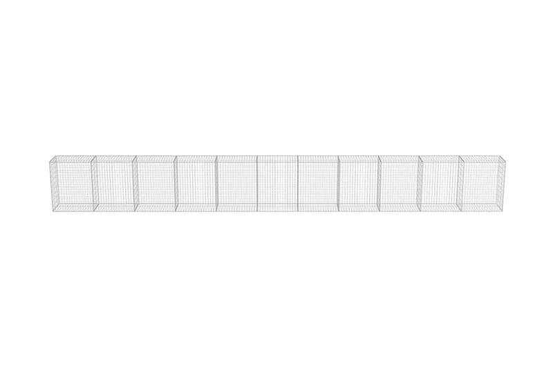 Gabionseinä kansilla galvanoitu teräs 900x50x100 cm - Hopea - Talo & remontointi - Näkösuojat & aitaukset - Muuri - Kivikori