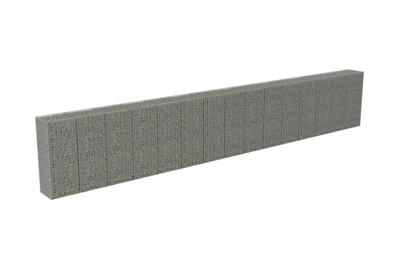 Gabionseinä kansilla galvanoitu teräs 900x50x150 cm - Hopea - Talo & remontointi - Näkösuojat & aitaukset - Muuri - Kivikori