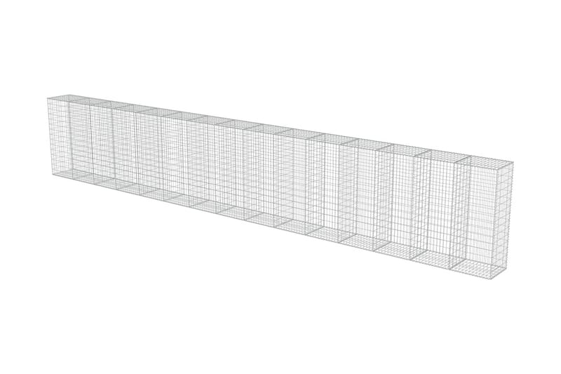 Gabionseinä kansilla galvanoitu teräs 900x50x150 cm - Hopea - Talo & remontointi - Näkösuojat & aitaukset - Muuri - Kivikori