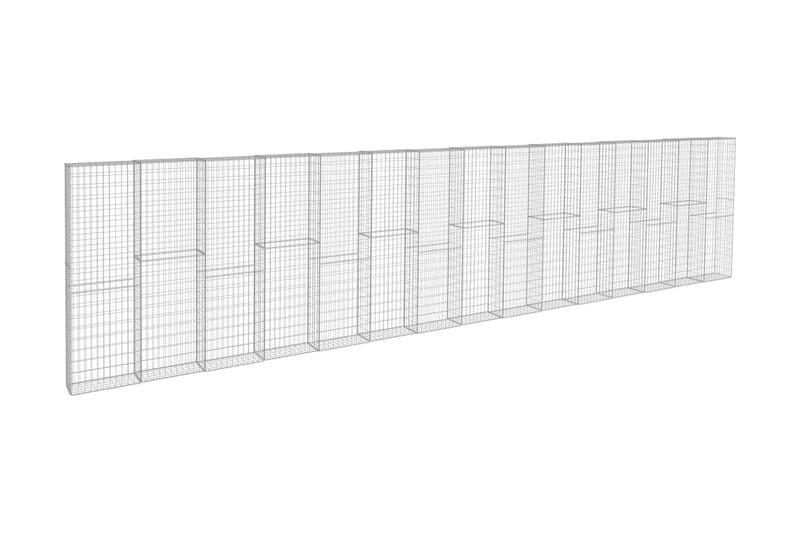 Gabionseinä kansilla galvanoitu teräs 900x50x200 cm - Hopea - Talo & remontointi - Näkösuojat & aitaukset - Muuri - Kivikori