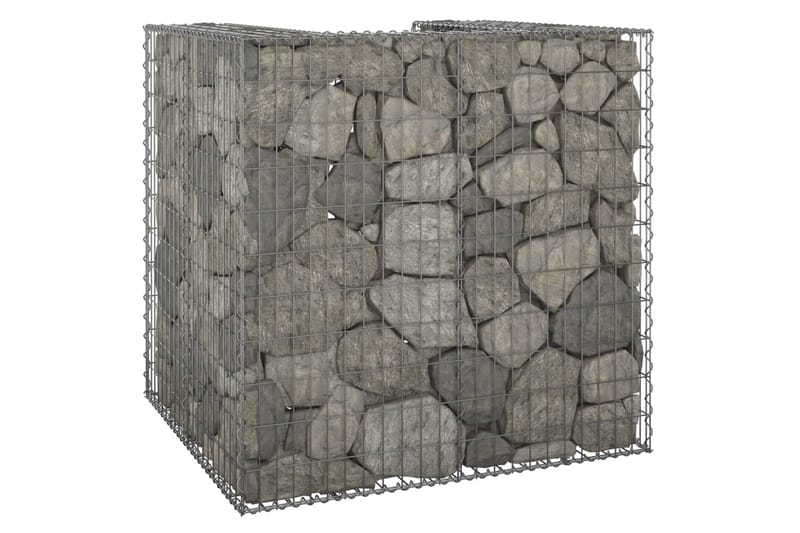 Gabionseinä roska-astioille galvanoitu teräs 110x100x110 cm - Hopea - Talo & remontointi - Näkösuojat & aitaukset - Muuri - Kivikori