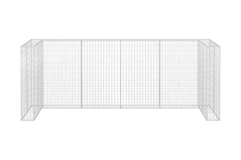 Kivikoriseinä roska-astioille galvanoitu teräs 320x100x120cm - Hopea - Talo & remontointi - Näkösuojat & aitaukset - Muuri - Kivikori