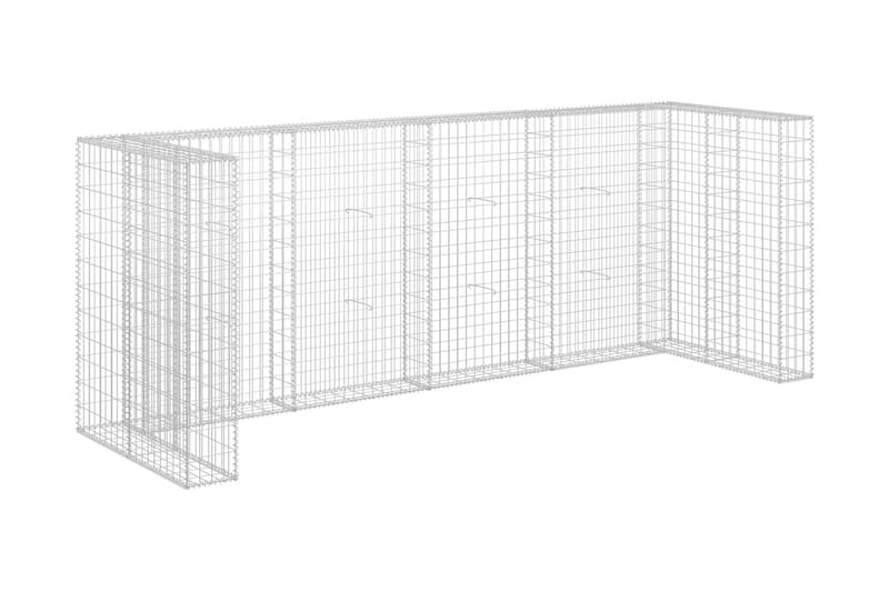 Kivikoriseinä roska-astioille galvanoitu teräs 320x100x120cm - Hopea - Talo & remontointi - Näkösuojat & aitaukset - Muuri - Kivikori