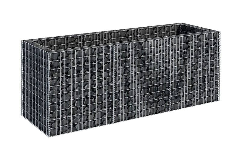 Korotettu kivikorikehys teräs 270x90x100 cm - Hopea - Talo & remontointi - Näkösuojat & aitaukset - Muuri - Kivikori