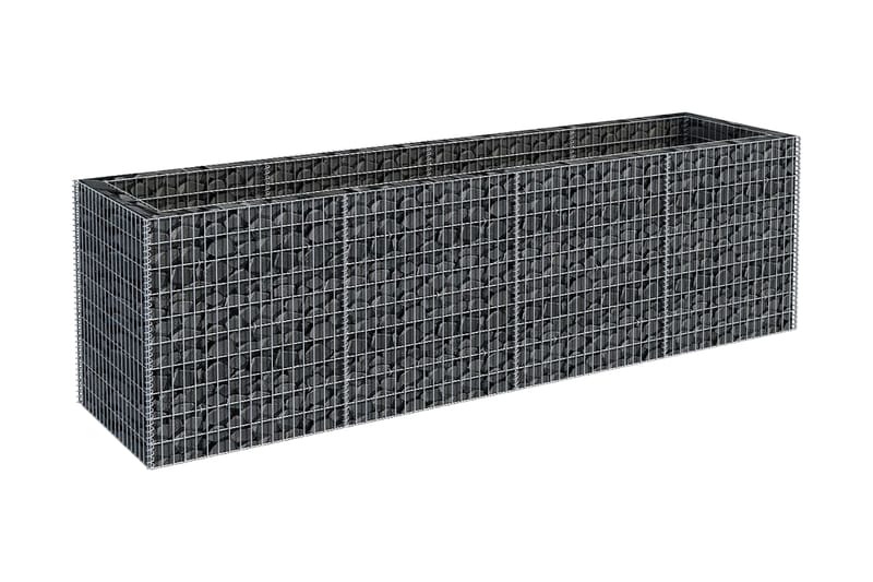 Korotettu kivikorikehys teräs 360x90x100 cm - Hopea - Talo & remontointi - Näkösuojat & aitaukset - Muuri - Kivikori