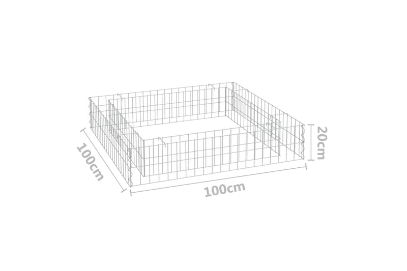 Korotettu kivikori/kukkalaatikko galvanoitu teräs 100x100x20 - Hopea - Talo & remontointi - Näkösuojat & aitaukset - Muuri - Kivikori