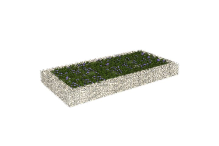 Korotettu kivikori/kukkalaatikko galvanoitu teräs 200x100x20 - Hopea - Kivikori