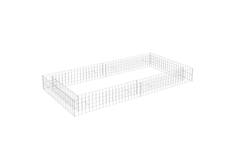 Korotettu kivikori/kukkalaatikko galvanoitu teräs 200x100x20 - Hopea - Talo & remontointi - Näkösuojat & aitaukset - Muuri - Kivikori